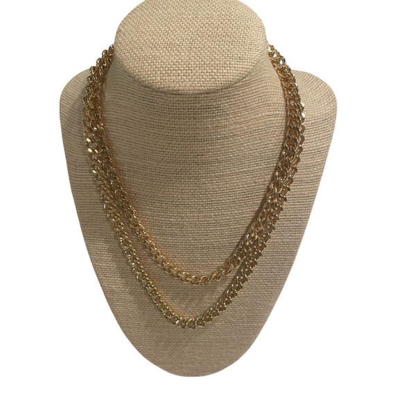 Juliet Double Strand Cuban Link Gold Tone  Necklace - Picture 1 of 6